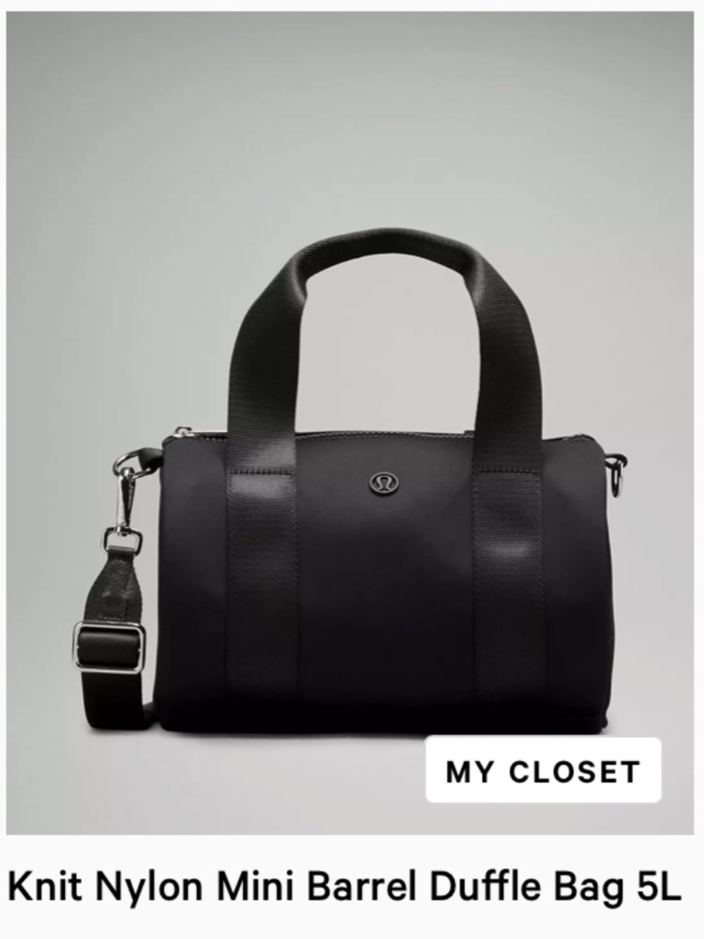Lululemon‎ Knit Nylon Mini Barrel Duffel Bag 5L Black - Picture 2 of 5